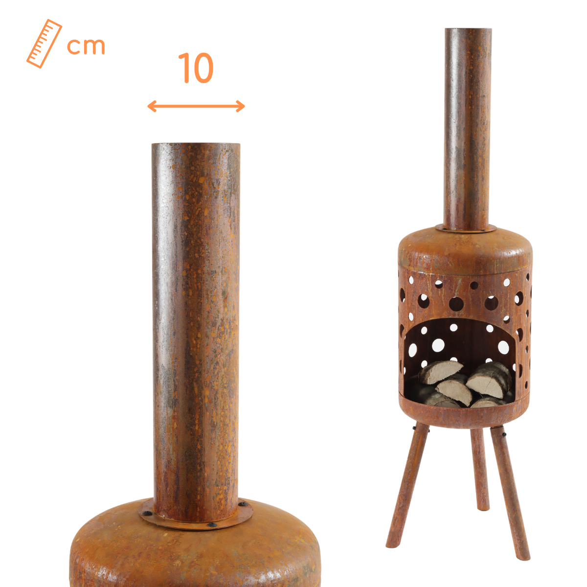 Gartenkamin FRITZ Rustikal mit Muster