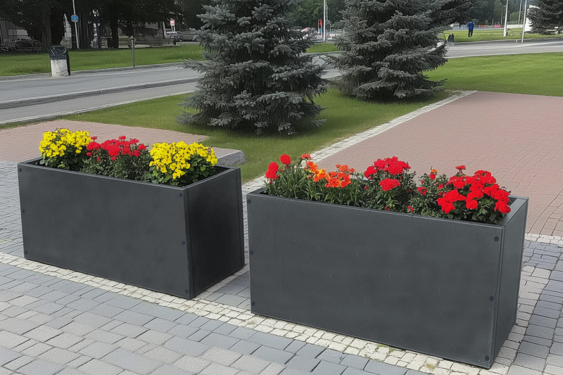 Metall Pflanzkasten mit Wärmeisolierung 110 x 36 x 70 cm