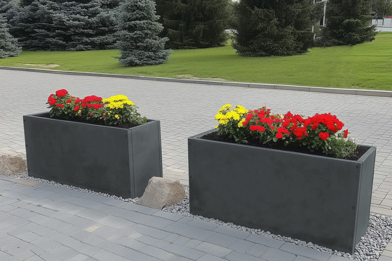 Metall Pflanzkasten mit Wärmeisolierung 180 x 50 x 50 cm