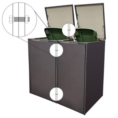 3er Mülltonnenbox 120L  Metall Feuerverzinkt