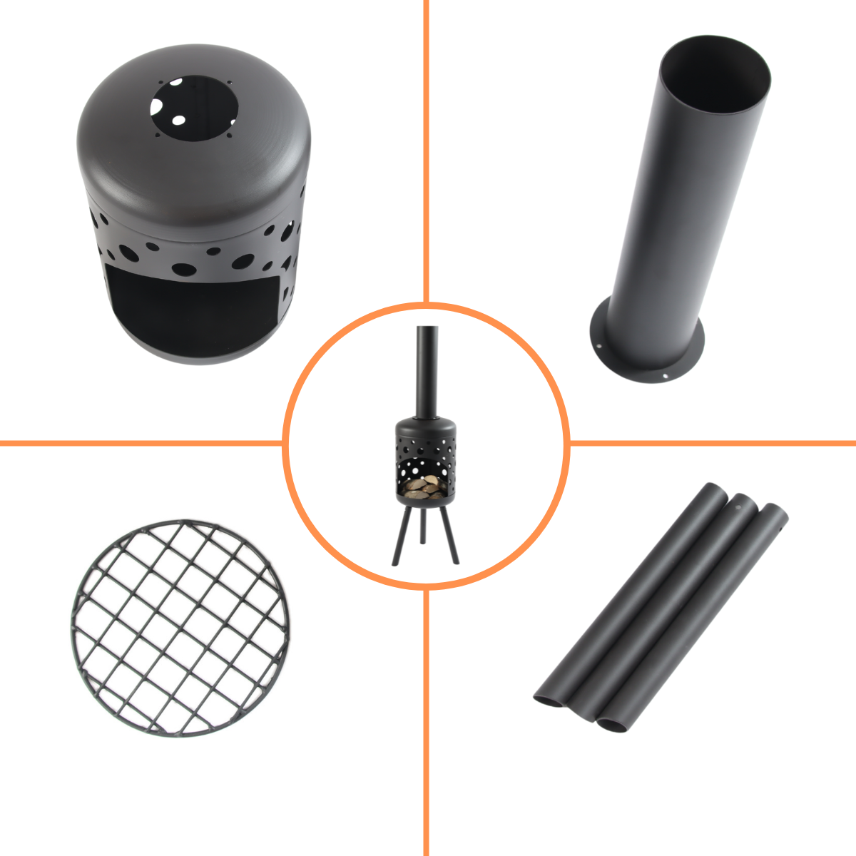 Terassenofen FRITZ Schwarz mit Muster