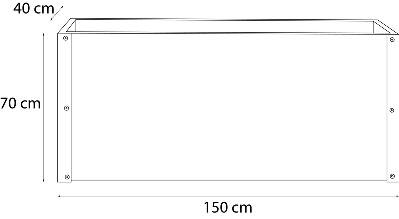 Metall Pflanzkasten mit Wärmeisolierung 150 x 40 x 70 cm